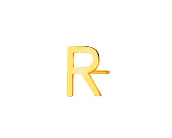 Pojedynczy złoty kolczyk - litery R