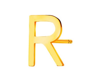 Złoty kolczyk - litery R