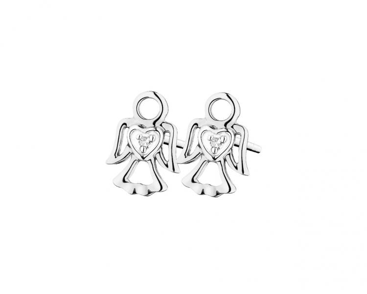 White Gold Diamond Earrings - Angel 0,006 ct - fineness 18 K