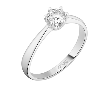 18 K Rhodium-Plated White Gold Ring with Diamond - 0,33 ct - fineness 18 K