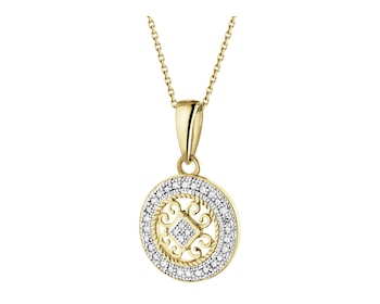 Zawieszka z żółtego złota z diamentami - rozeta - 0,08 ct - próba 585