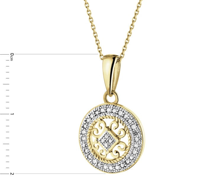 14 K Rhodium-Plated Yellow Gold Pendant with Diamonds - 0,08 ct - fineness 14 K