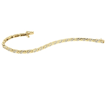 14 K Rhodium-Plated Yellow Gold Bracelet with Diamonds - 0,30 ct - fineness 14 K