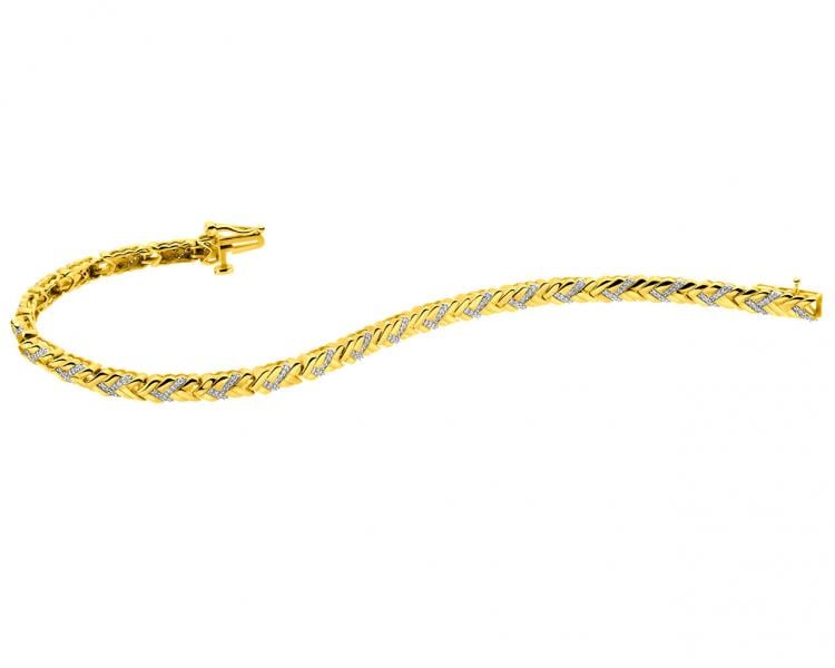 Bransoletka z żółtego złota z diamentami - 19 cm - 0,32 ct - próba 585