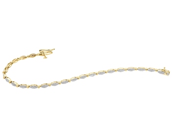 9 K Rhodium-Plated Yellow Gold Bracelet with Diamonds - 0,34 ct - fineness 9 K