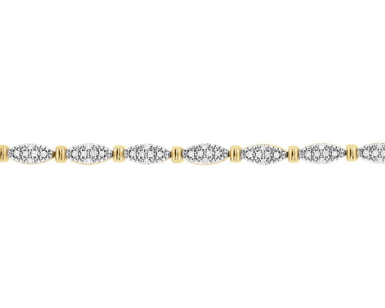 9 K Rhodium-Plated Yellow Gold Bracelet with Diamonds - 0,34 ct - fineness 9 K