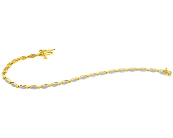 Bransoletka z żółtego złota z diamentami - 18 cm - 0,34 ct - próba 375