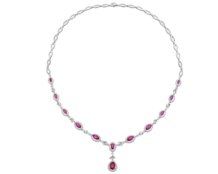 14 K Rhodium-Plated White Gold Collar Necklace - fineness 14 K