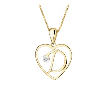 9 K Rhodium-Plated Yellow Gold Pendant with Diamond - 0,005 ct - fineness 9 K