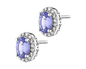 750 Rhodium-Plated White Gold Earrings with Diamonds 0,16 ct - fineness 14 K