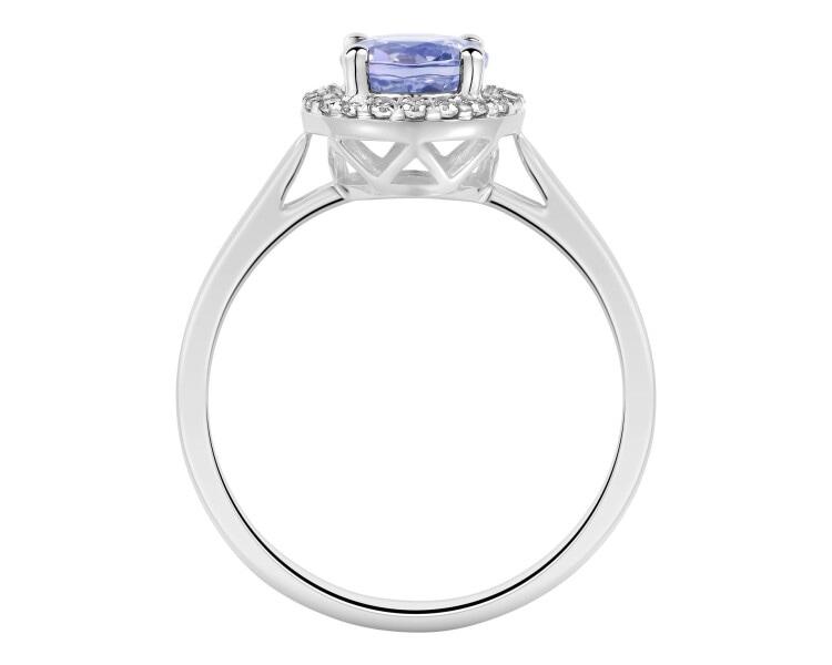 White Gold Ring with Diamond & Tanzanite - fineness 14 K