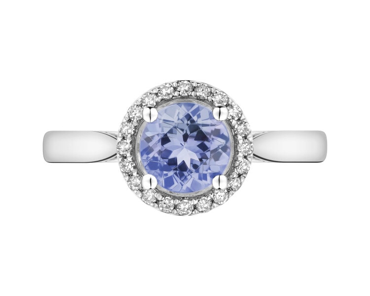White Gold Ring with Diamond & Tanzanite - fineness 14 K