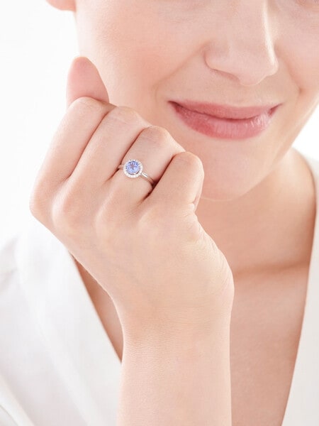 White Gold Ring with Diamond & Tanzanite - fineness 14 K