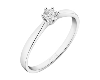 585 Rhodium-Plated White Gold Ring with Brilliant Cut Diamond 0,18 ct - fineness 9 K