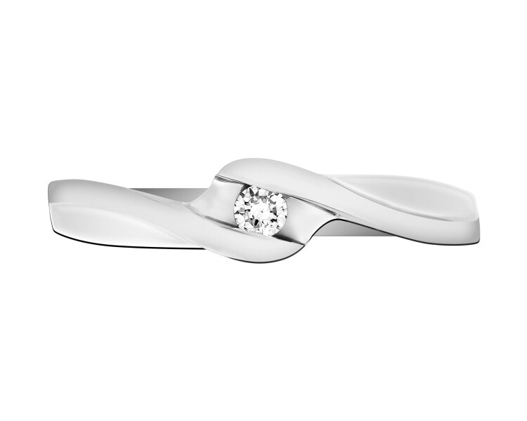 Pierścionek z białego złota z brylantem - 0,04 ct - próba 375