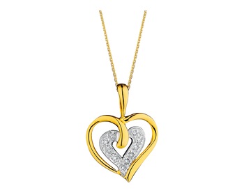 Zawieszka z żółtego złota z diamentami - serca 0,03 ct - próba 375