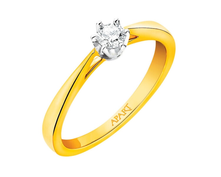 Yellow gold ring with brilliant 0,11 ct - fineness 9 K