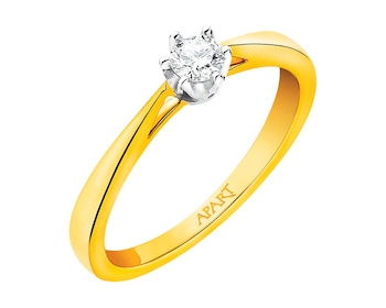 Yellow gold ring with brilliant 0,13 ct - fineness 9 K