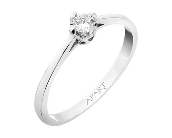 14ct White Gold Ring with Diamond 0,11 ct - fineness 9 K