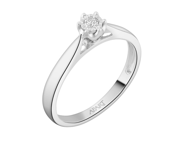 White gold diamond ring - 0,05 ct - fineness 9 K