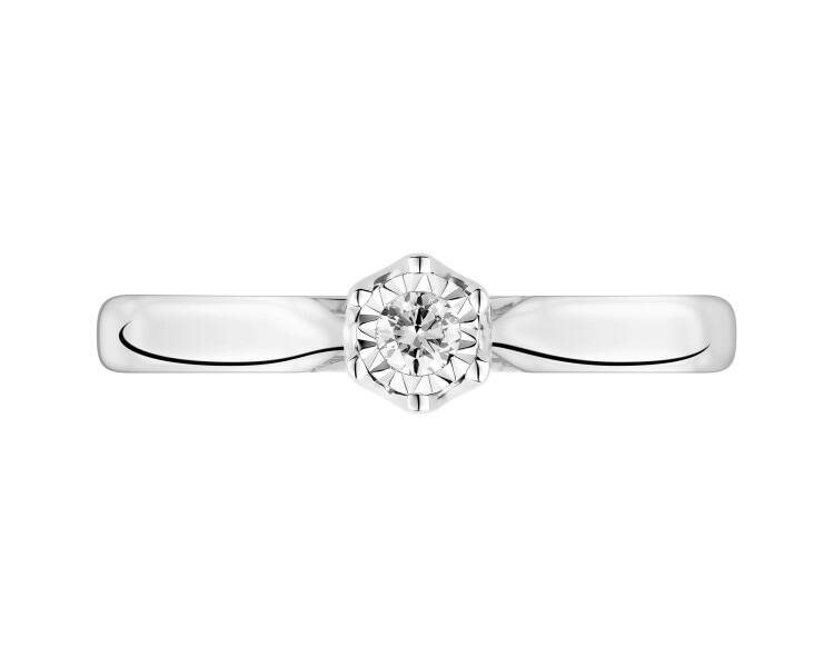 White gold diamond ring - 0,05 ct - fineness 9 K