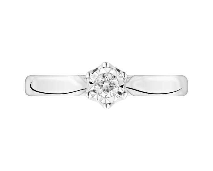 White gold diamond ring - 0,10 ct - fineness 9 K