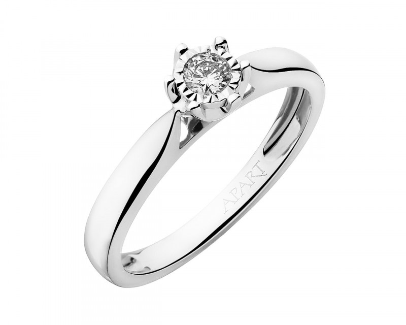 White gold diamond ring 0,10 ct - fineness 9 K