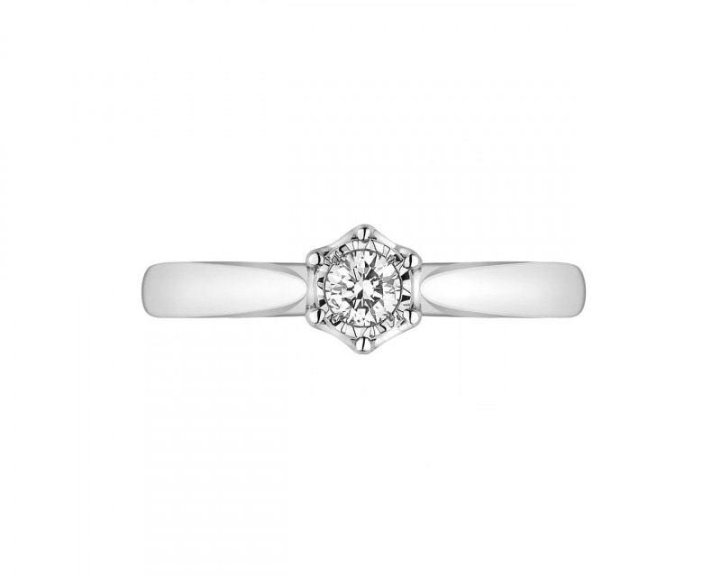White gold diamond ring 0,10 ct - fineness 9 K