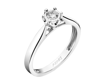 14ct White Gold Ring with Diamond 0,12 ct - fineness 9 K
