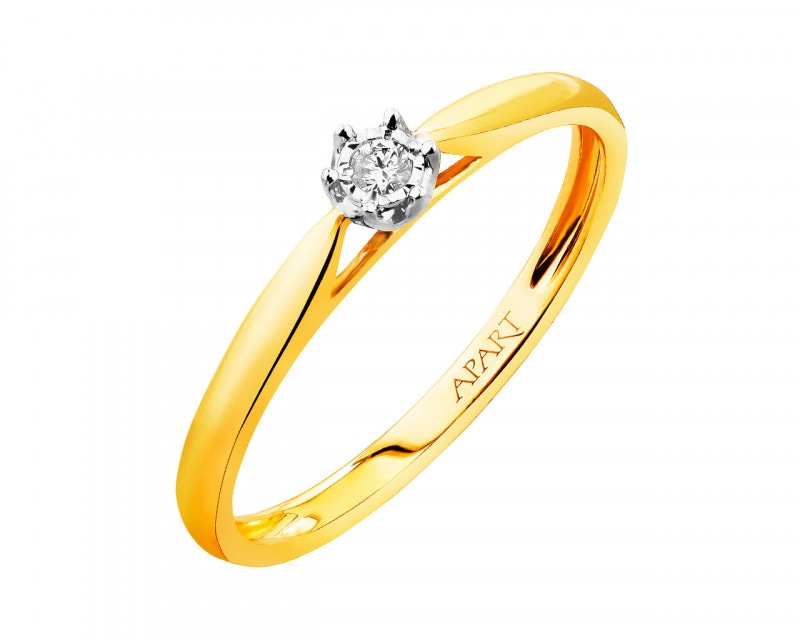Yellow and white gold diamond ring 0,03 ct - fineness 375