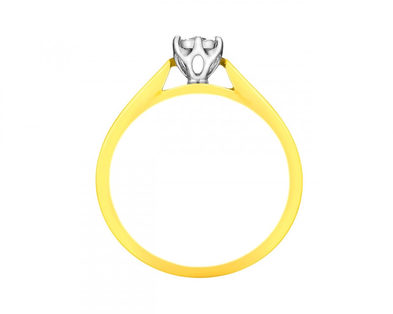 Yellow and white gold ring with brilliant 0,10 ct - fineness 375