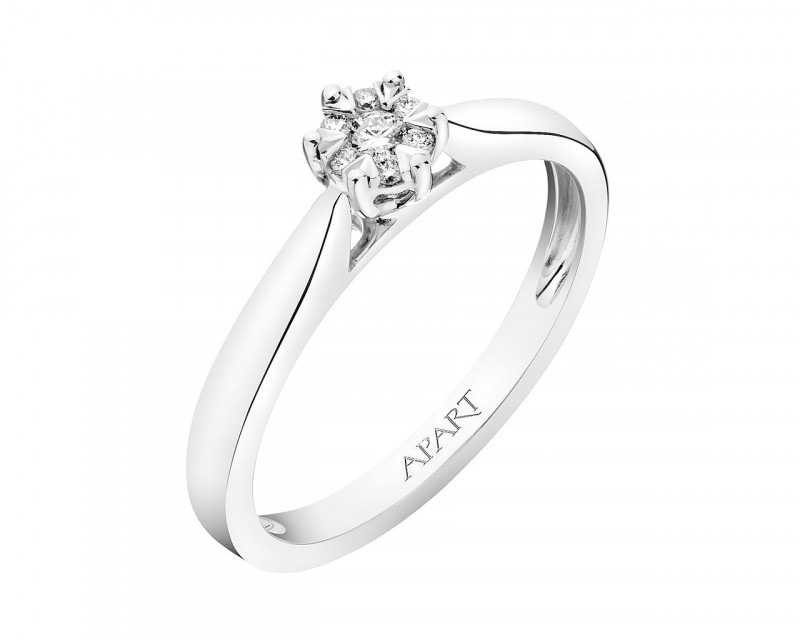 Pierścionek z białego złota z brylantami 0,06 ct - próba 375