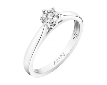 Pierścionek z białego złota z brylantami 0,06 ct - próba 375