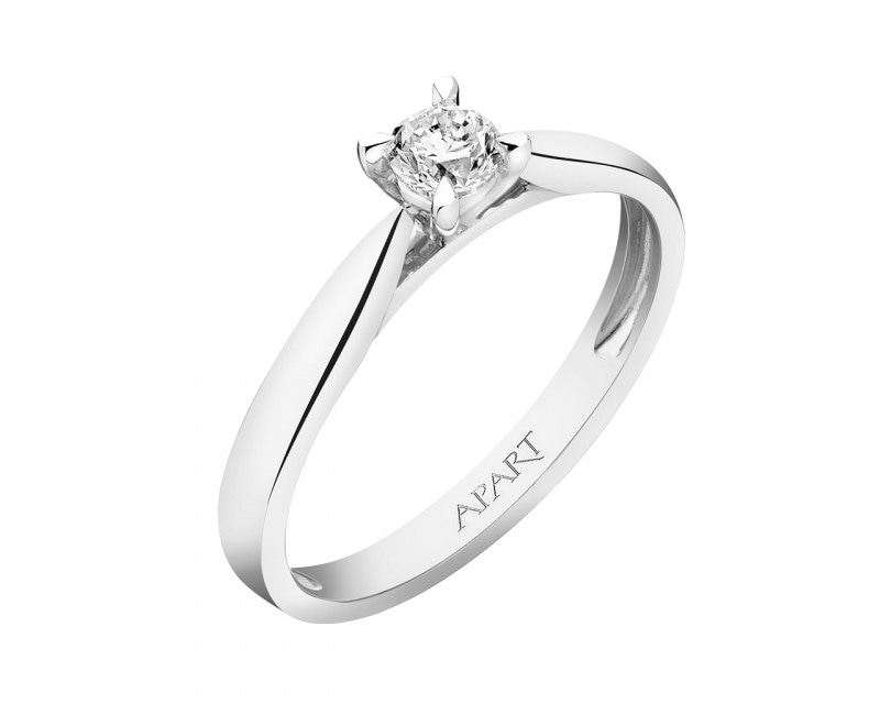 14ct White Gold Ring with Diamond 0,15 ct - fineness 9 K