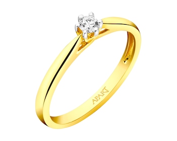 14ct Yellow Gold Ring with Diamond 0,08 ct - fineness 9 K