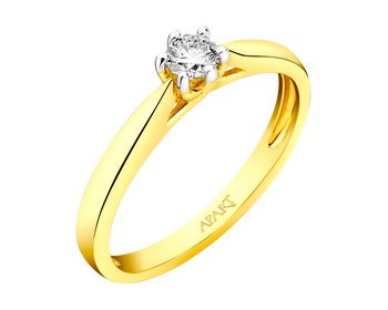 14ct Yellow Gold Ring with Diamond 0,15 ct - fineness 9 K