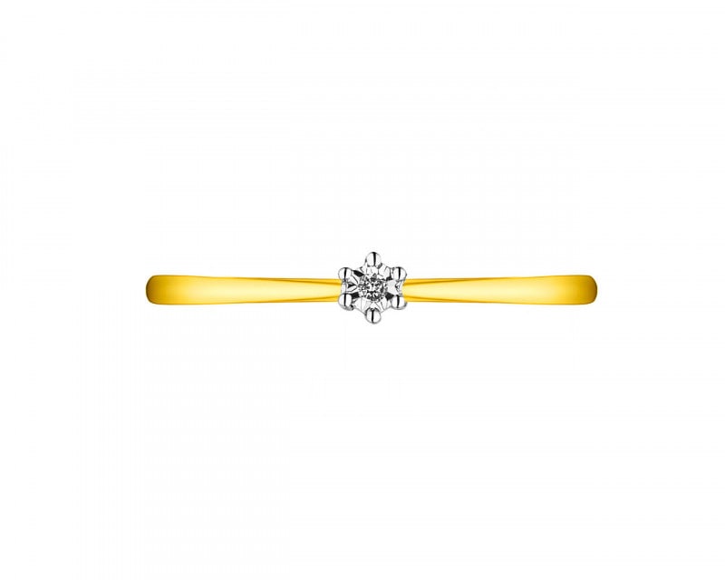 Yellow and white gold ring with brilliant 0,01 ct - fineness 585