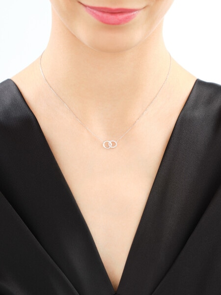 Naszyjnik z białego złota z diamentami - 0,04 ct - próba 585