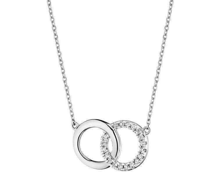 375 Rhodium-Plated White Gold Necklace with Diamonds 0,04 ct - fineness 14 K