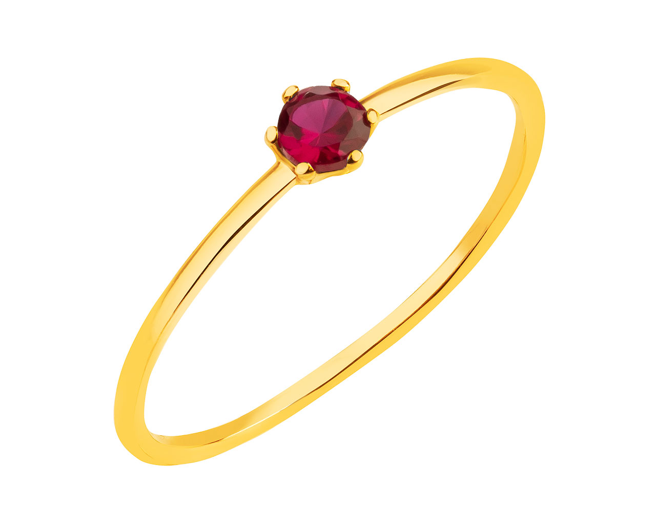 14ct Yellow Gold Ring with Synthetic Ruby