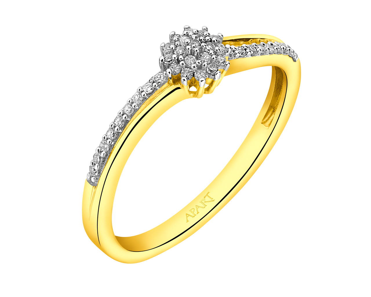 Prsten ze žlutého zlata s diamanty  0,12 ct - ryzost 585