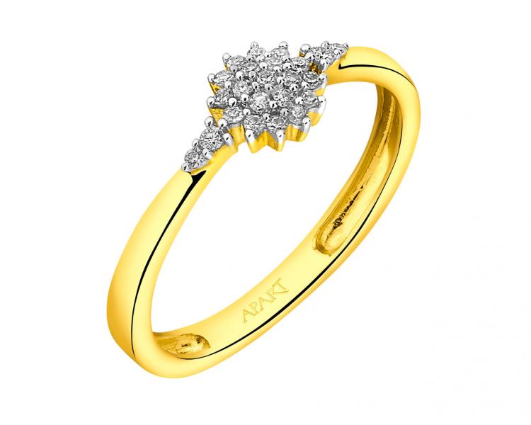 Prsten ze žlutého zlata s diamanty 0,10 ct - ryzost 585