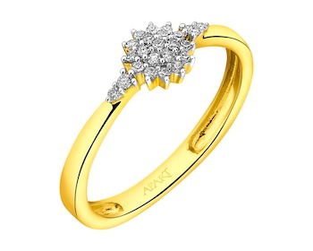 Prsten ze žlutého zlata s diamanty  0,10 ct - ryzost 585
