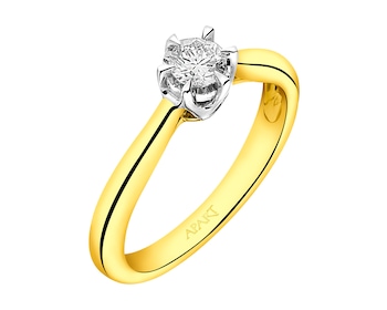 Prsten ze žlutého a bílého zlata s briliantem 0,25 ct - ryzost 585