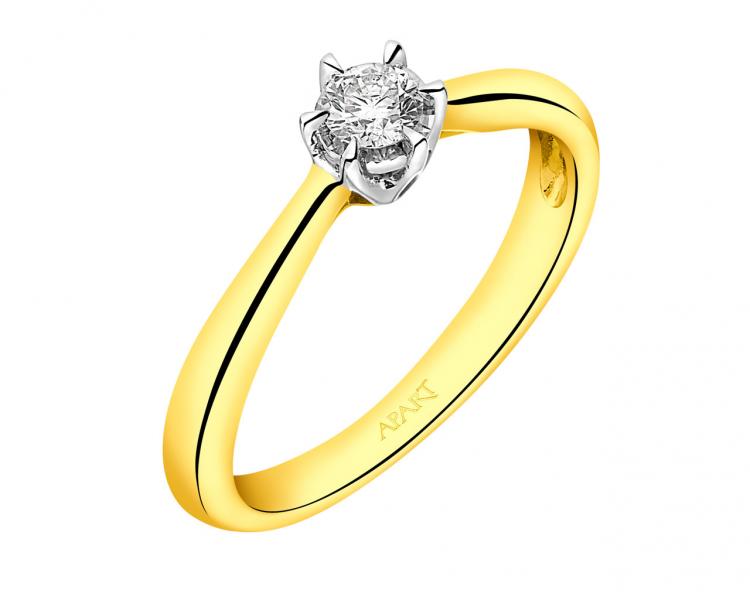 Prsten ze žlutého a bílého zlata s briliantem 0,16 ct - ryzost 585