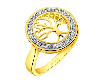 Prsten ze žlutého zlata s diamanty - strom 0,10 ct - ryzost 585