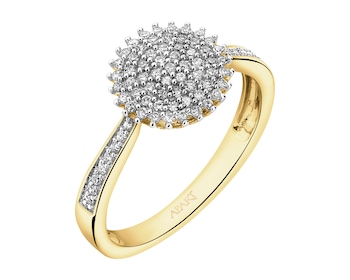 14 K Rhodium-Plated Yellow Gold Ring with Diamonds - 0,25 ct - fineness 14 K