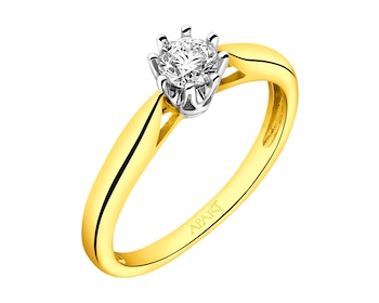 Prsten ze žlutého zlata s briliantem 0,23 ct - ryzost 585