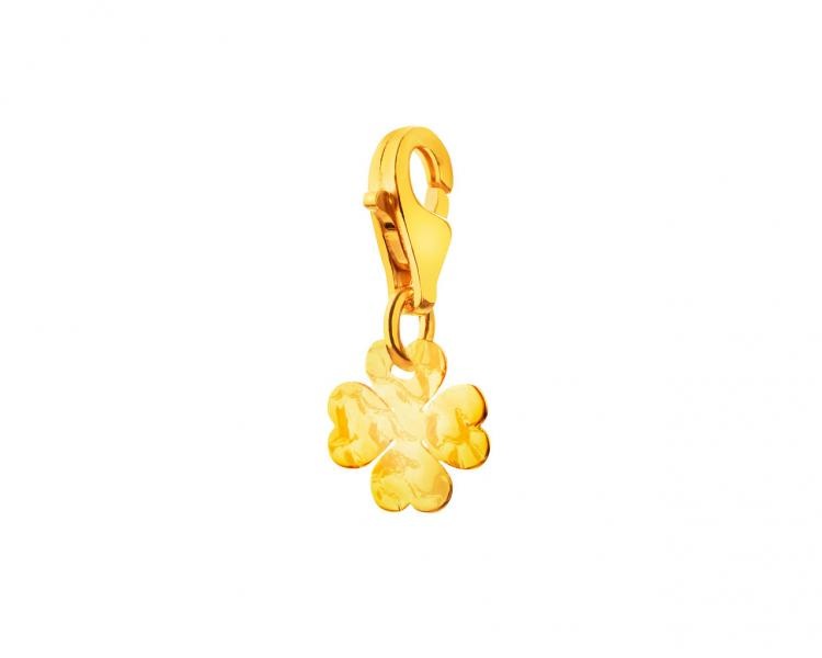 Złota zawieszka charms - koniczyna