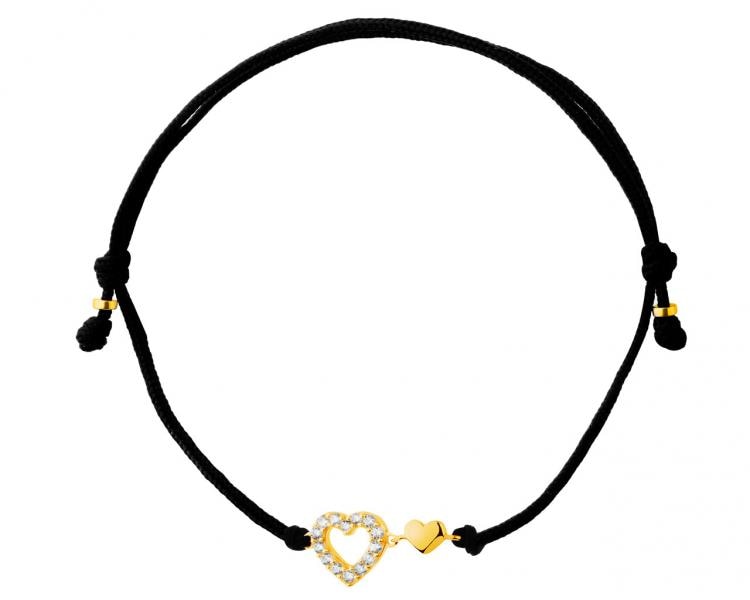 Bracelet with elements of yellow gold and cubic zirconia - hearts